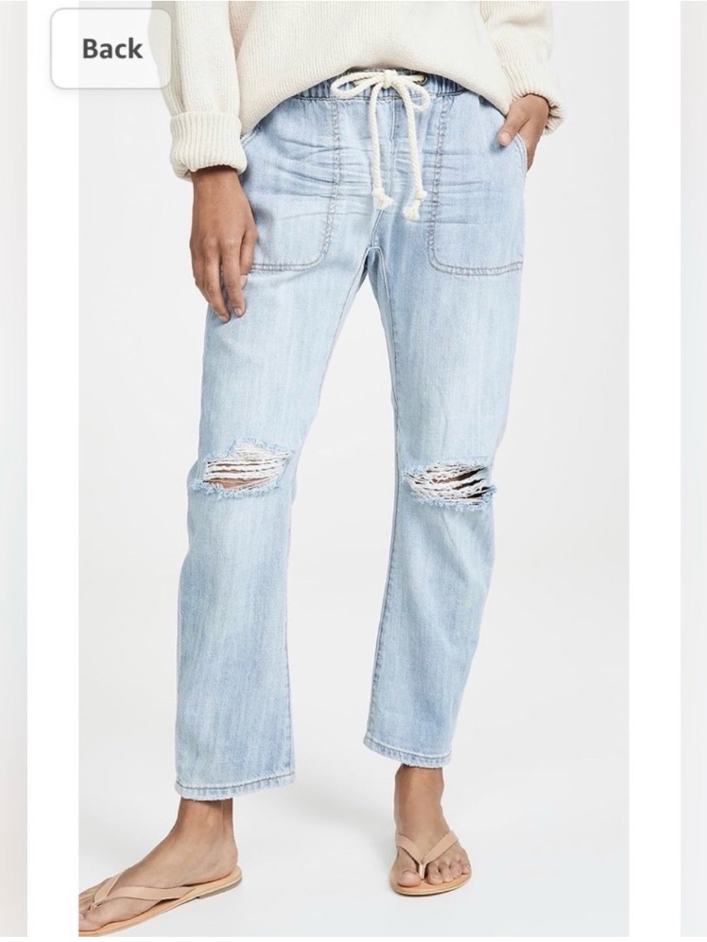 One Teaspoon Shabbies Low Waist Drawstring Boyfriend Denim Jeans - Montana